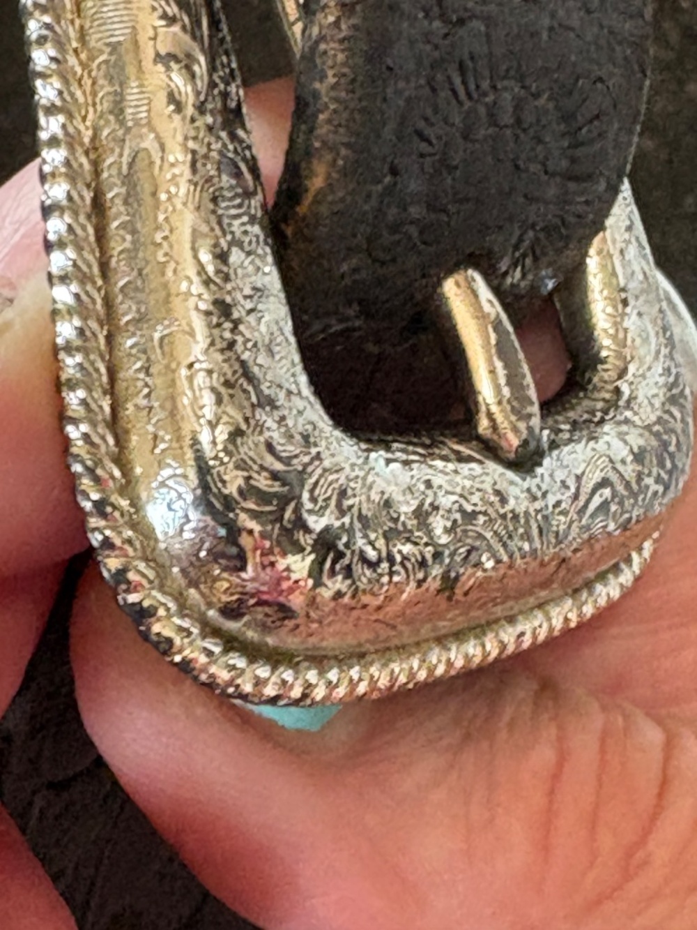 Vintage 90s 3-D DDD Black Leather Silver Heart Concho Western Belt - Picture 7 of 17